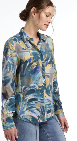 Brushed Print Button Up