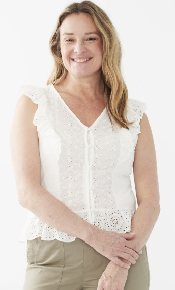 Button Up Eyelet Top