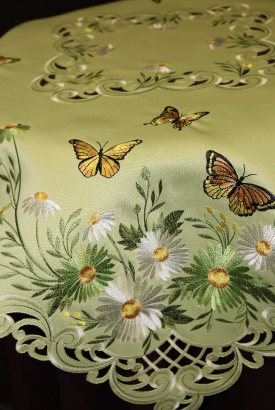 36x36 Green Daisy &amp; Butterfly
