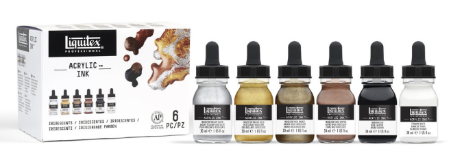Liquitex Acrylic Ink Set - 30 - Iridescent Metalics  6