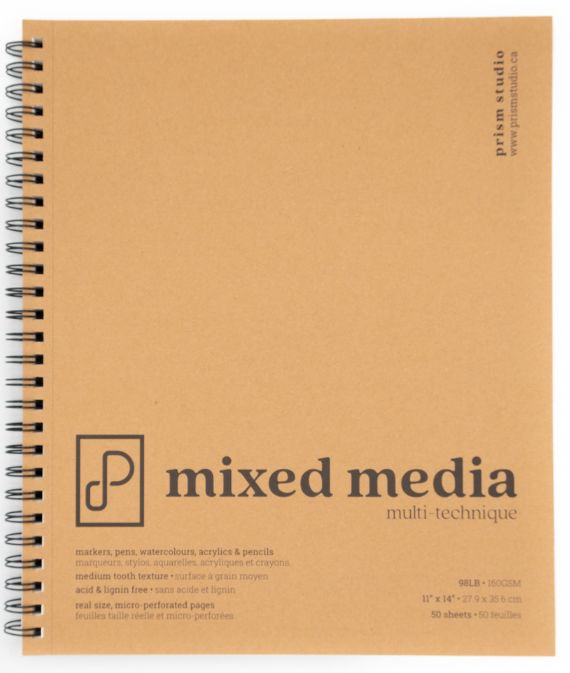 Prism Studio Mixed Media Book 160gsm 11x14&quot; 50 Sheets