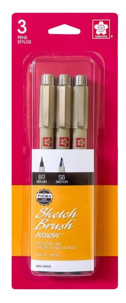 Pigma Sketch Brush Black Set of 3