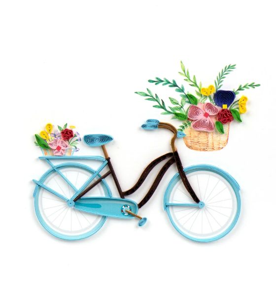 Quilling Card - Bicycle and Flower Basket