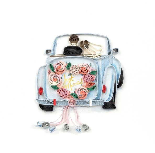 Quilling Card - Just Married Car