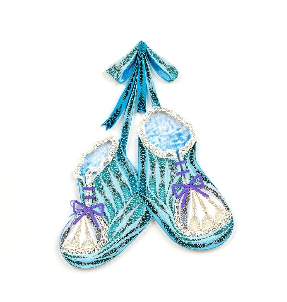 Quilling Card - Blue Baby Booties