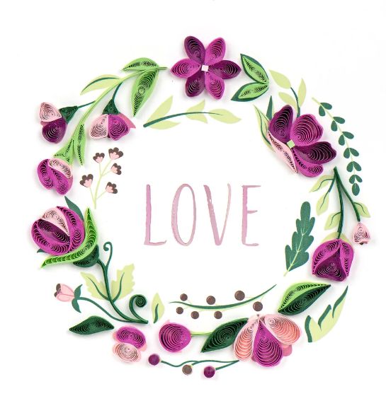 Quilling Card - Love Floral Wreath