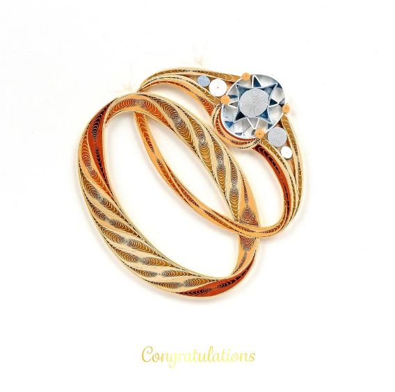 Quilling Card - Gold Wedding Rings