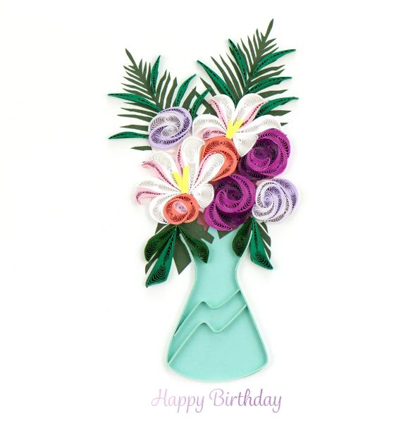 Quilling Card - Birthday Flower Vase