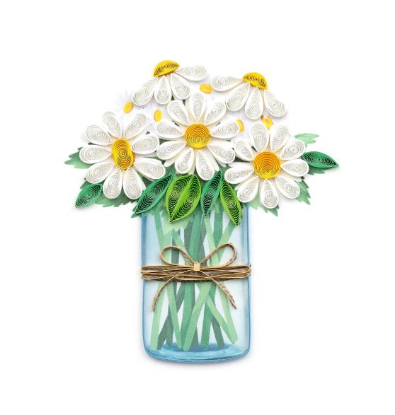 Quilling Card - White Daisy Jar