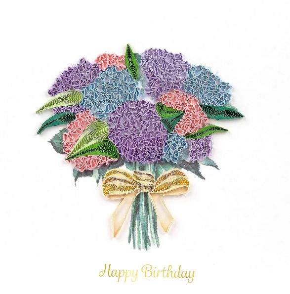 Quilling Card - Hydrangea Bouquet
