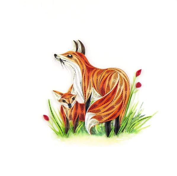 Quilling Card - Fox and Kit