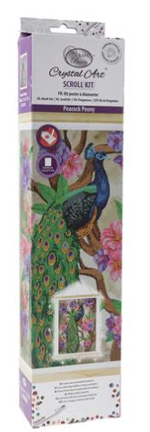 Crystal Art Scroll Kit - Peacock Peony