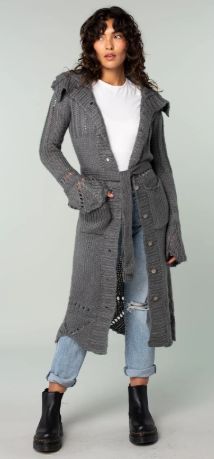 Wool Blend Crochet Duster