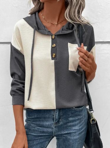 Waffle Color Block Hoodie