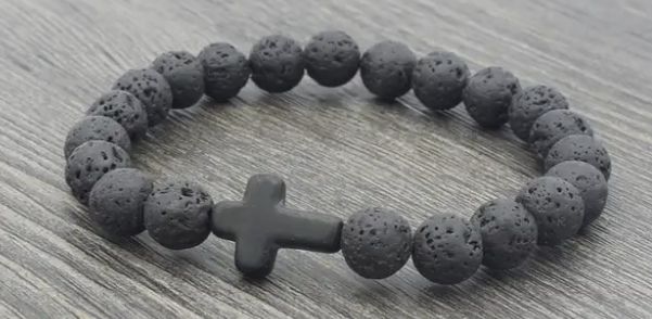 Lava Stone Cross Bracelet