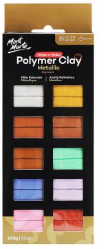 Mont Marte Make and Bake Polymer Clay Metallic 10pc