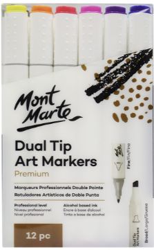 Mont Marte Dual Tip Premium Alcohol Markers 12pc