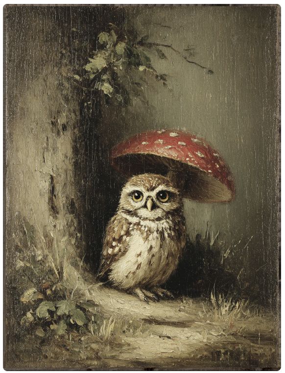 Owl Under Mushroom