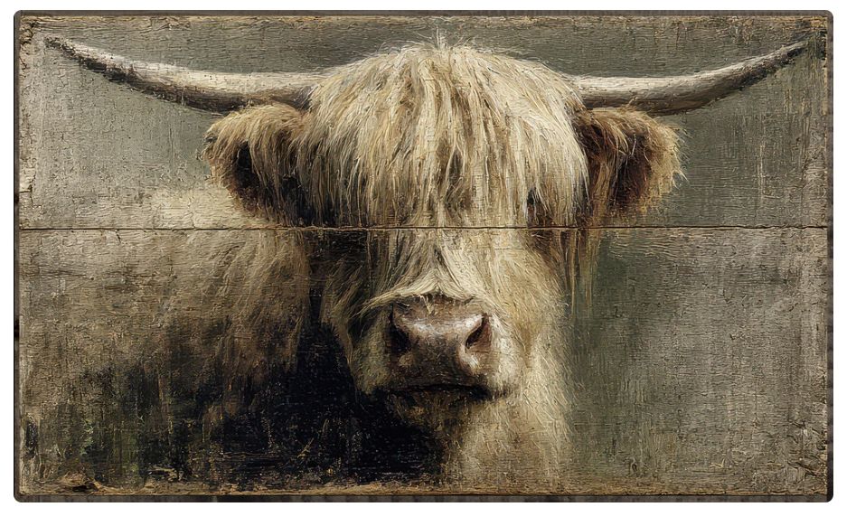 Rustic Highland  Cow