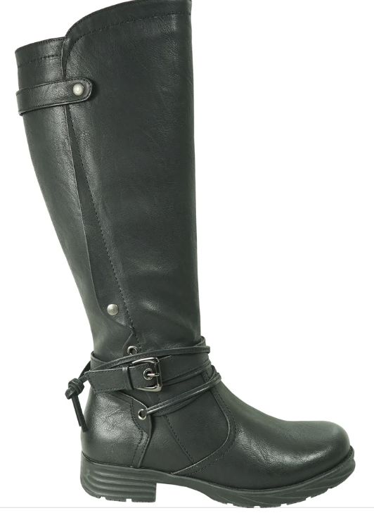 Tall Black Buckled Boot