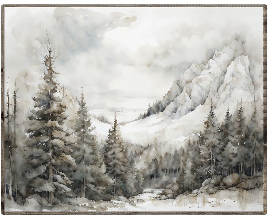 Mountain Watercolor Landscape