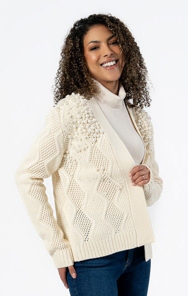 Cream Pearl Cardigan