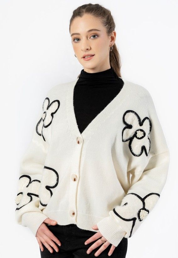 Cream Floral Cardigan