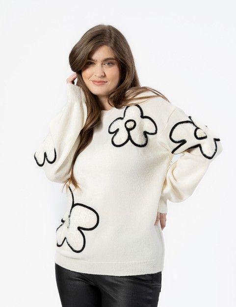 Cream Floral Sweater