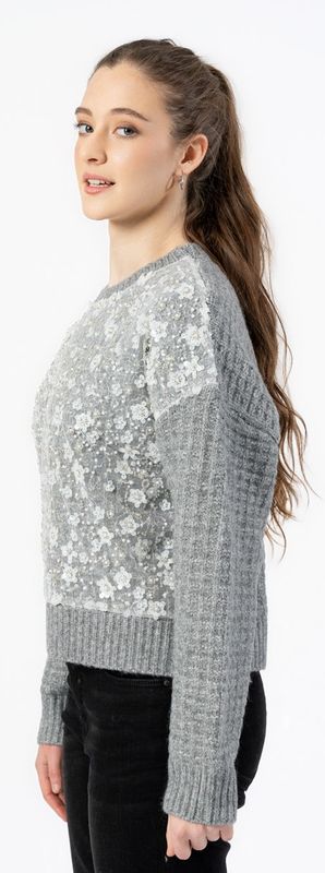 Beaded Grey Sweater