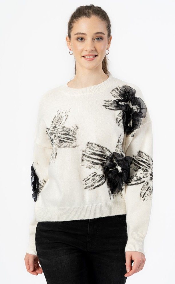 Floral Embellished Sweater