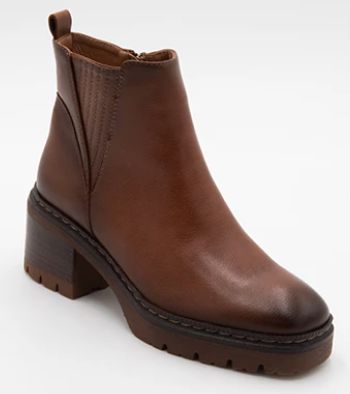 Brown Block Heel Bootie