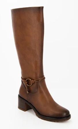 Tall Brown Block Heel Boot