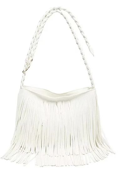 Braided Handle Fringe Purse