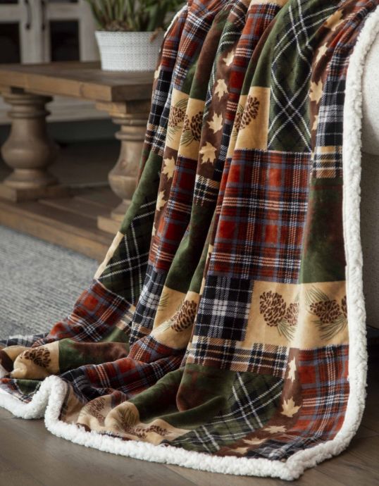 Tree Plaid Plush Throw