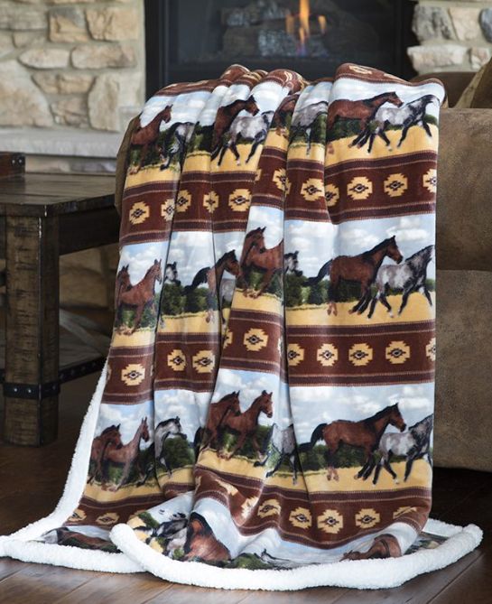 Horses Plush Throw