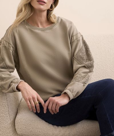 Tribal Applique Crew Neck