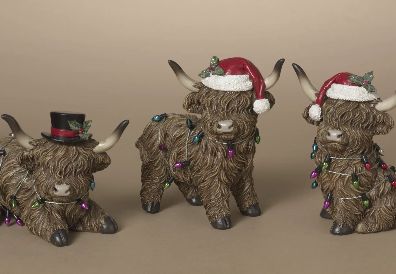 5" Holiday Highland With Lights