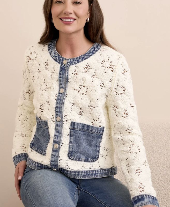 Tribal Crochet/Denim Jacket