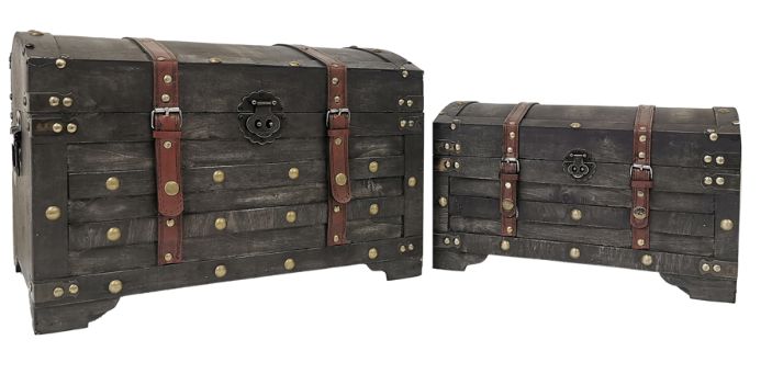 Grey Wooden Chest Set of 2
