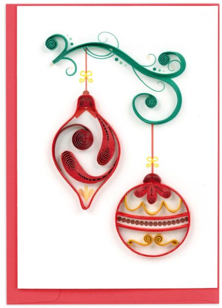Quilling Card - Gift Encl - Red &amp; Gold Ornaments