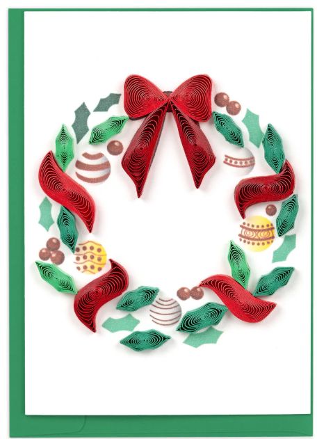 Quilling Card - Gift Encl - Holiday Wreath with Ornaments