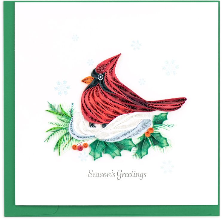 Quilling Card - Snowy Cardinal