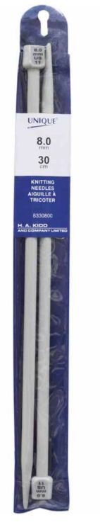 Single Point Knitting Needles 12&quot; Plastic - 8.0mm
