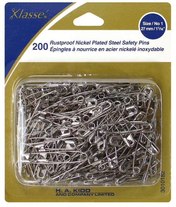 Nickel Plated Steel Safety Pins 200pc (1 1/16&quot;)