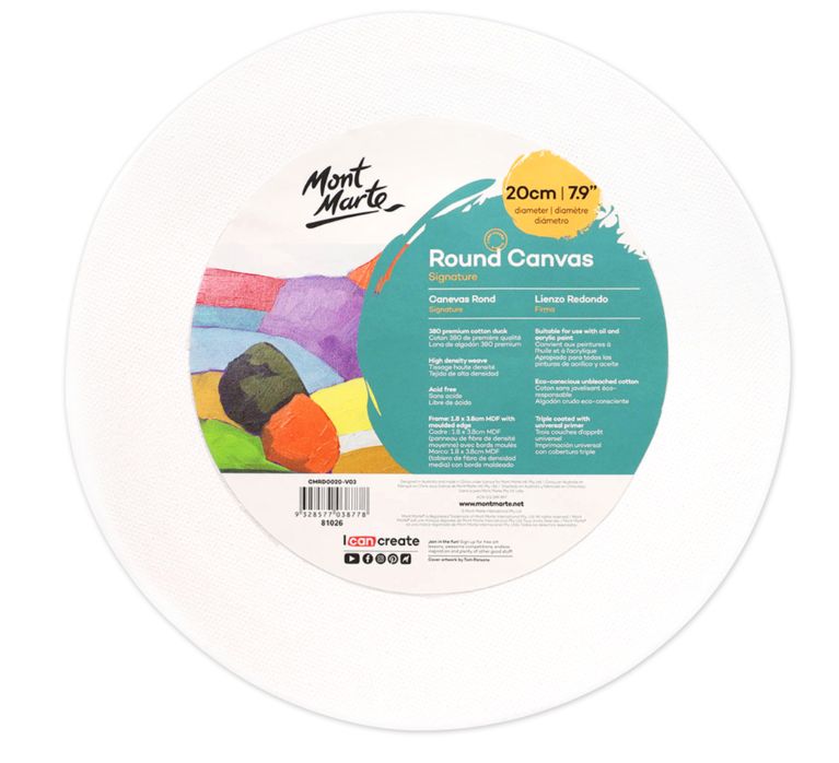 Mont Marte 7.9in Round Canvas