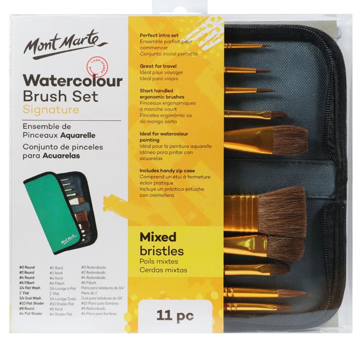 Mont Marte Watercolor Brush Set in Wallet  11pc