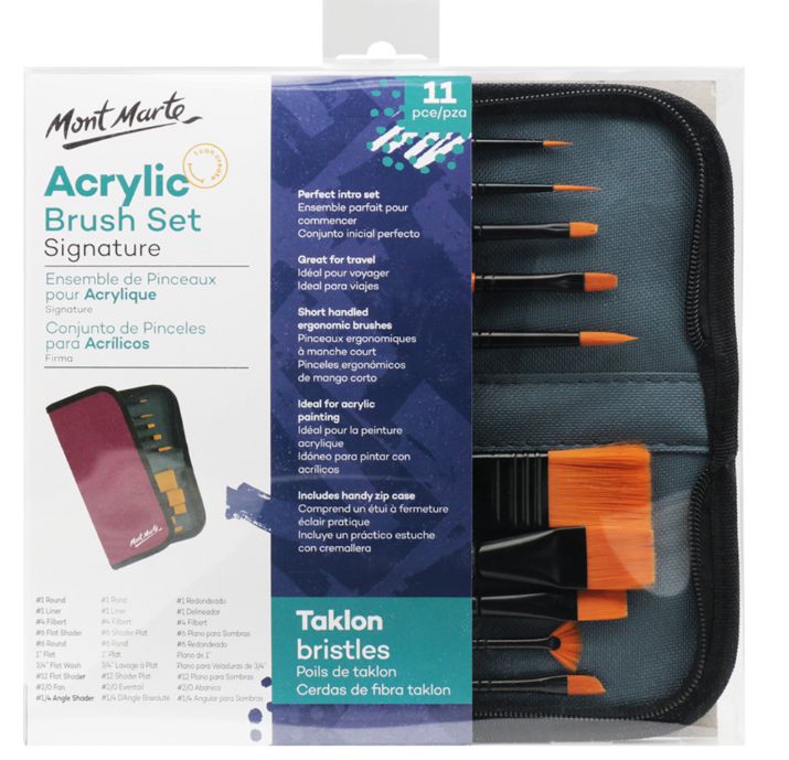 Mont Marte Taklon Brush Set in Wallet  11pc