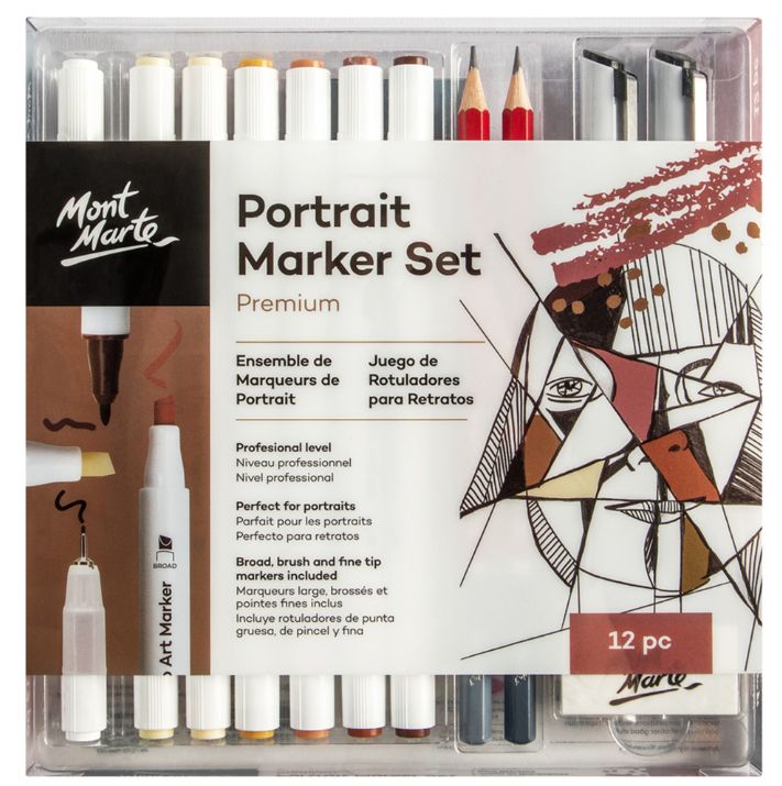 Mont Marte Portrait Set with Alcohol Markers 12pc