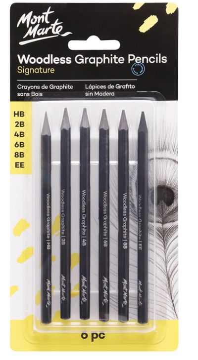 Mont Marte Woodless Graphite Pencils 6pc