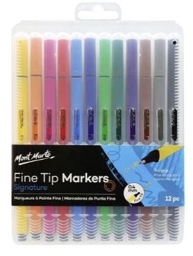 Mont Marte Fine Tip Tri Grip Markers 12pc